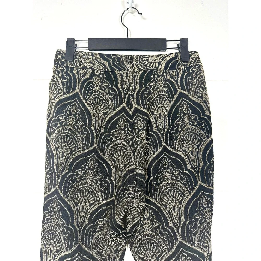 J.McLaughlin Grier cropped‎ pants black gold brocade stretch womens 0